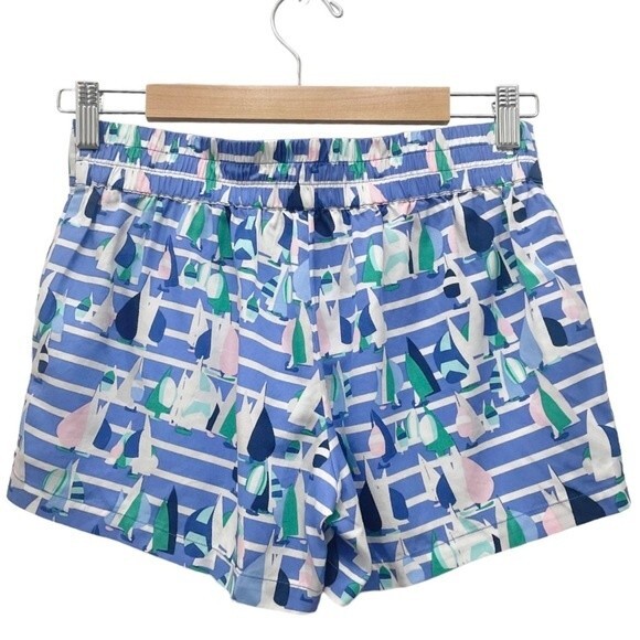 Vineyard Vines Tencel Foley Short Marlin Blue Harbor Sailing Scene Size 00 | XXS - Picture 2 of 10